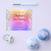 Silberne Glitter-Regenbogenfolie-Monogramm 50. Geb Flyer (Einzeln)