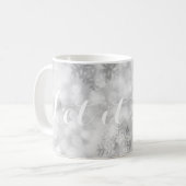 Silberne Glitter-Schneeflocken Festlich Kaffeetasse (Vorderseite Links)