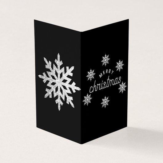 Silberne Glitter-Schneeflocken-Weihnachtskarten (Vorderseite)