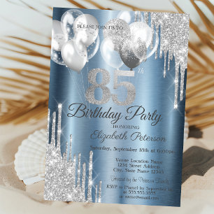 Silberne Glitter-Tropfen-Ballons Blau Metallisch 8 Einladung