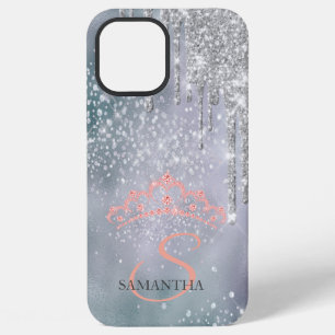 Silberne Glitter-Tropfen-Diamanten-Tiara Holografi iPhone 12 Pro Max Hülle