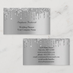 Silberne Glitter-Tropfen feminine kleine Geschäfts Visitenkarte
