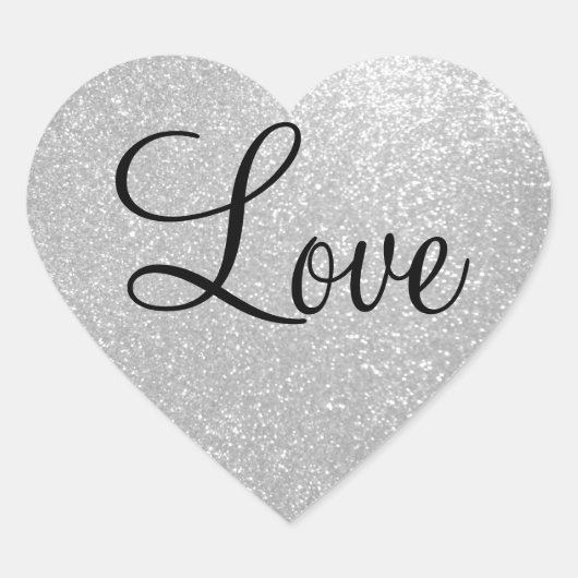 Silberne Glitterherz-Formaufkleber Herz-Aufkleber (Vorderseite)