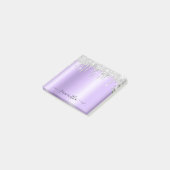 Silberne Glittertropfen blasser Lavendel-Schimmer Post-it Klebezettel (angewinkelt)