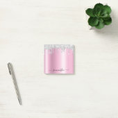 Silberne Glittertropfen rosa Schimmer Post-it Klebezettel (Büro)