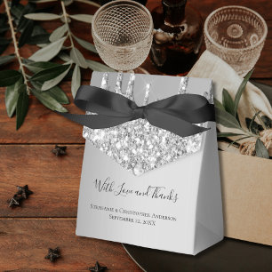 Silberne Glittertropfen Tröpfelnde Glitter-Hochzei Geschenkschachtel