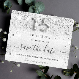 Silberne Glitzer aus Quinceanera Save the Date Gli Flyer