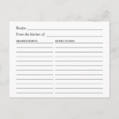 Silberne Glitzer Blumenkarte Brautparty Rezept Kar Postkarte (Rückseite)