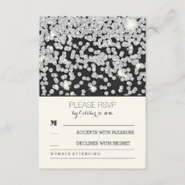 Silberne Glitzer dots Vintage Hochzeit RSVP Karten