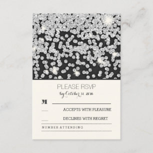 Silberne Glitzer dots Vintage Hochzeit RSVP Karten
