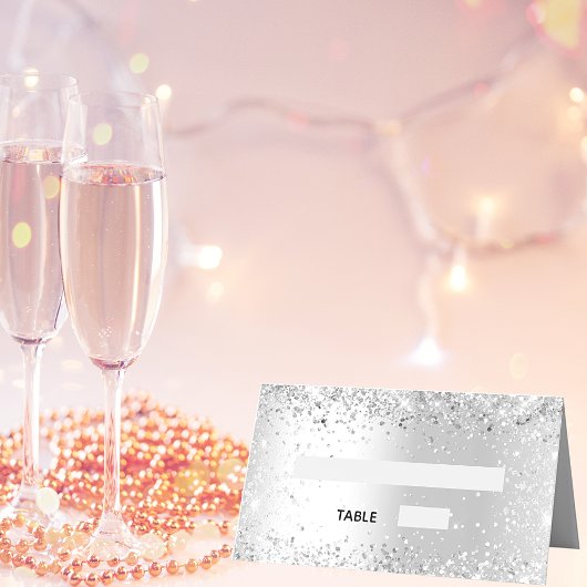 Silberne Glitzer Glitzern Hochzeit Platzkarte