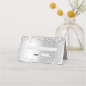 Silberne Glitzer Glitzern Hochzeit Platzkarte (Vorderseite)