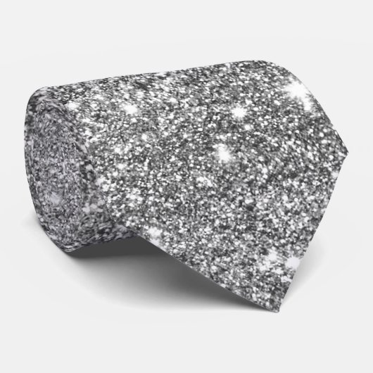 Silberne Glitzer-Glitzern Krawatte (Gerollt)