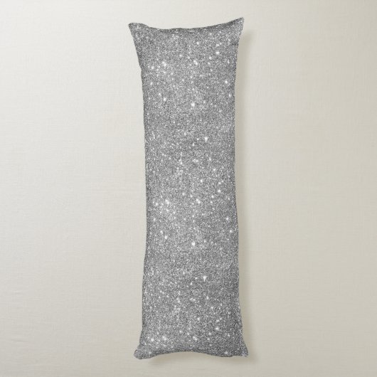 Silberne Glitzer-Glitzern Seitenschläferkissen (Rückseite (Vertikal))