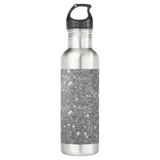 Silberne Glitzer-Glitzern Trinkflasche (Vorderseite)