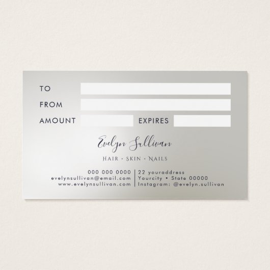 Silberne Glitzer Imitate Geschenkkarte (Rückseite)