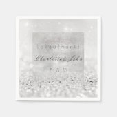 Silberne Glitzer Monochromatische Schwarze Hochzei Serviette (Vorderseite)
