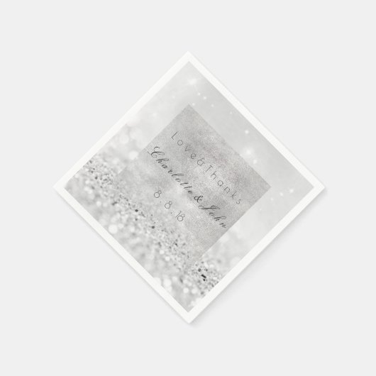 Silberne Glitzer Monochromatische Schwarze Hochzei Serviette (Ecke)