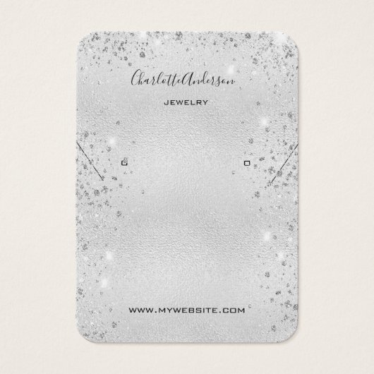 Silberne Glitzer Ohrring Schmuck Foto-Display-Kart (Vorderseite)