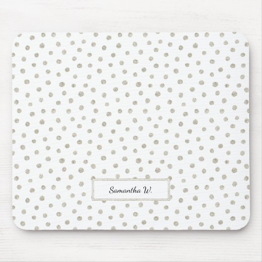 Silberne Glitzer-Punkte Mousepad (Vorne)
