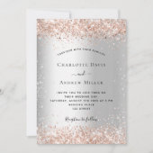 Silberne Glitzer Rose Goldfeier Einladung (Vorderseite)