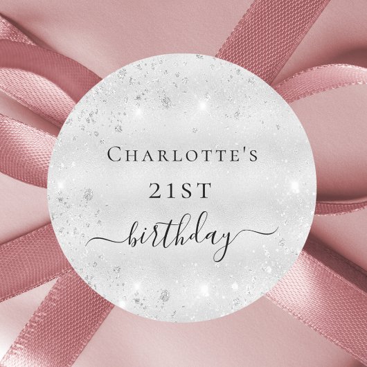 Silberne Glitzer Runder Aufkleber