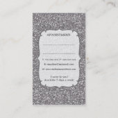 SILBERNE Glitzer-Schein-Haar-Stylist-Verabredung Terminkarte (Rückseite)