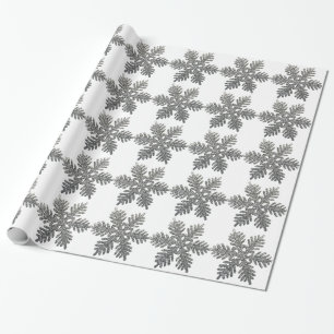 Silberne Glitzer-Schneeflocke-Weihnachtsdekoration Geschenkpapier