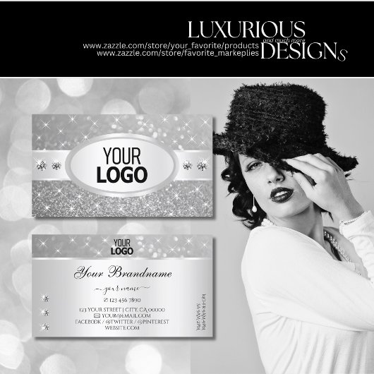 Silberne Glitzer-Sparkling-Stars - Diamanten und L Visitenkarte