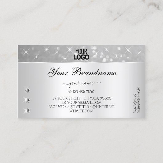 Silberne Glitzer-Sparkling-Stars - Diamanten und L Visitenkarte (Rückseite)