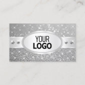 Silberne Glitzer-Sparkling-Stars - Diamanten und L Visitenkarte (Vorderseite)