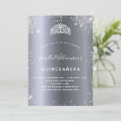 Silberne Glitzer Tiara-Krone Einladung (Stehend Vorderseite)