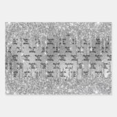 Silberne Glitzer Tropfen aus Metall, monogramm Geschenkpapier Set (Vorderseite)