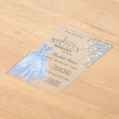 Silberne Glitzer Tropfen, blaues Kleid süß 16 Acryleinladungen (Ablage )