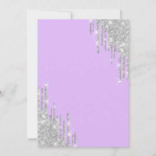 Silberne Glitzer Tropfen, Eiffelturm Sweet 16 Einladung (Rückseite)