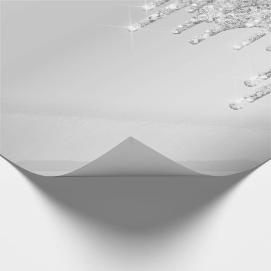 Silberne Glitzer Tropfen funkeln Geburtstag Geschenkpapier (Ecke)