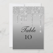 Silberne Glitzer Tropfen Hochzeitskarten Tischnumm Einladung (Rückseite)