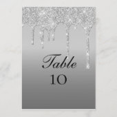 Silberne Glitzer Tropfen Hochzeitskarten Tischnumm Einladung (Rückseite)