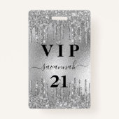 Silberne Glitzer Tropfen Metal VIP Einladung Ausweis (Vorderseite)