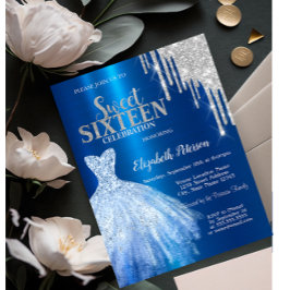 Silberne Glitzer-Tropfen, metallisches blaues Klei Einladung