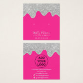 Silberne Glitzer Tropfen Rosa Ohrringe anzeigen (Vorne & Hinten)