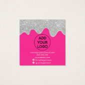 Silberne Glitzer Tropfen Rosa Ohrringe anzeigen (Rückseite)