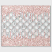 Silberne Glitzer-Tropfen Rose Rosa Geschenkpapier (Flach)