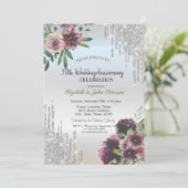 Silberne Glitzer Tropfen, Staub Rose Jahrestag Einladung (Stehend Vorderseite)