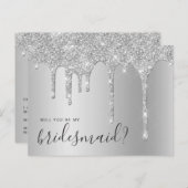 Silberne Glitzer Tropfen werden Sie meine Brautjun Einladungspostkarte (Vorne/Hinten)