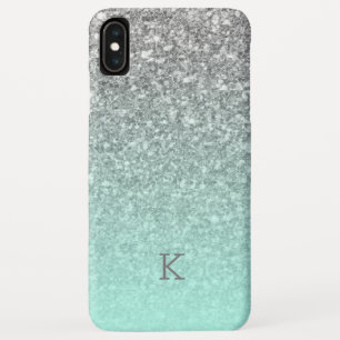 Silberne Glitzer Türkis-Blau-Omermonogramm Case-Mate iPhone Hülle