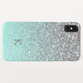 Silberne Glitzer Türkis-Blau-Omermonogramm Case-Mate iPhone Hülle (Rückseite (Horizontal))