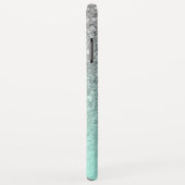 Silberne Glitzer Türkis-Blau-Omermonogramm Case-Mate iPhone Hülle (Hinten/Rechts)