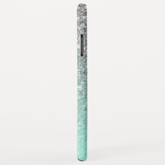 Silberne Glitzer Türkis-Blau-Omermonogramm Case-Mate iPhone Hülle (Hinten/Rechts)