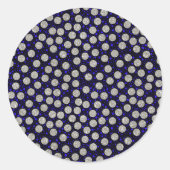 Silberne Glitzer und blaue Punkte Runder Aufkleber (Vorderseite)